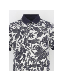 Polo à fleurs girard blanc bleu marine homme - Izac