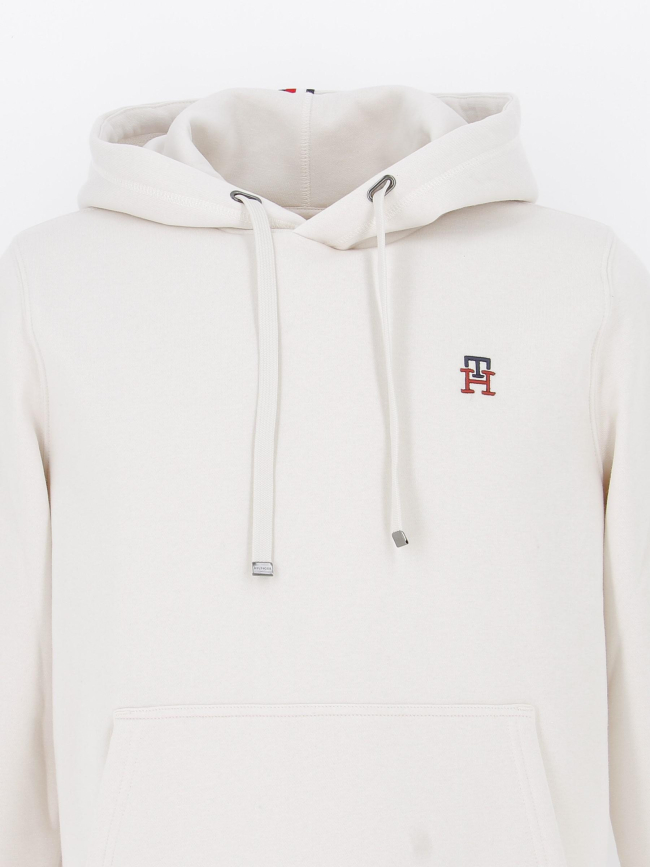 Sweat à capuche petit logo brodé beige homme - Tommy Hilfiger