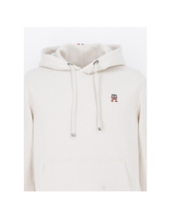 Sweat à capuche petit logo brodé beige homme - Tommy Hilfiger