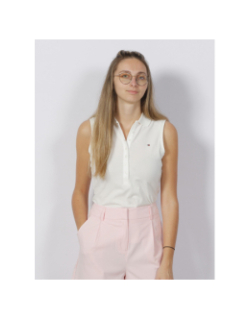 Polo sans manche slim blanc femme - Tommy Hilfiger