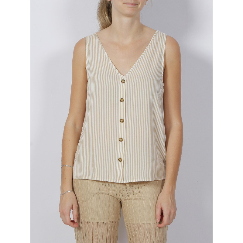 Débardeur rayé bumpy beige femme - Vero Moda