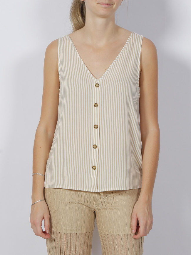 Débardeur rayé bumpy beige femme - Vero Moda