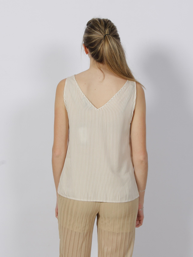 Débardeur rayé bumpy beige femme - Vero Moda