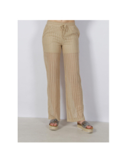 Pantalon large ajouré dicte beige femme - Vero Moda