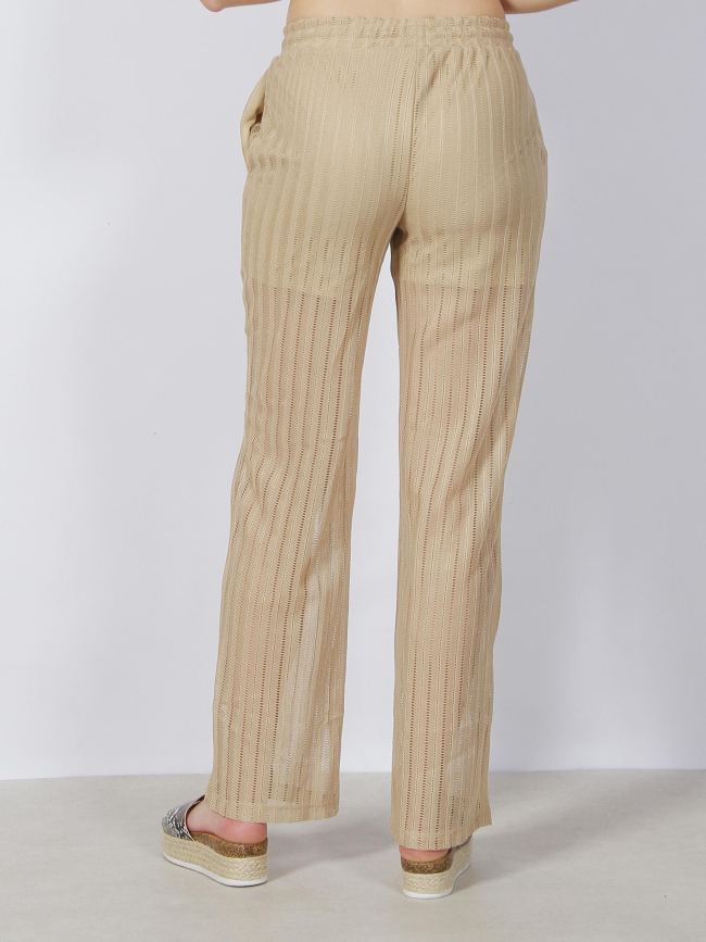 Pantalon large ajouré dicte beige femme - Vero Moda