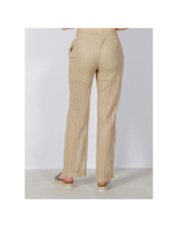 Pantalon large ajouré dicte beige femme - Vero Moda