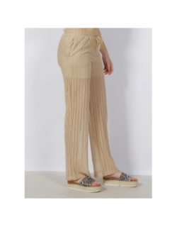 Pantalon large ajouré dicte beige femme - Vero Moda