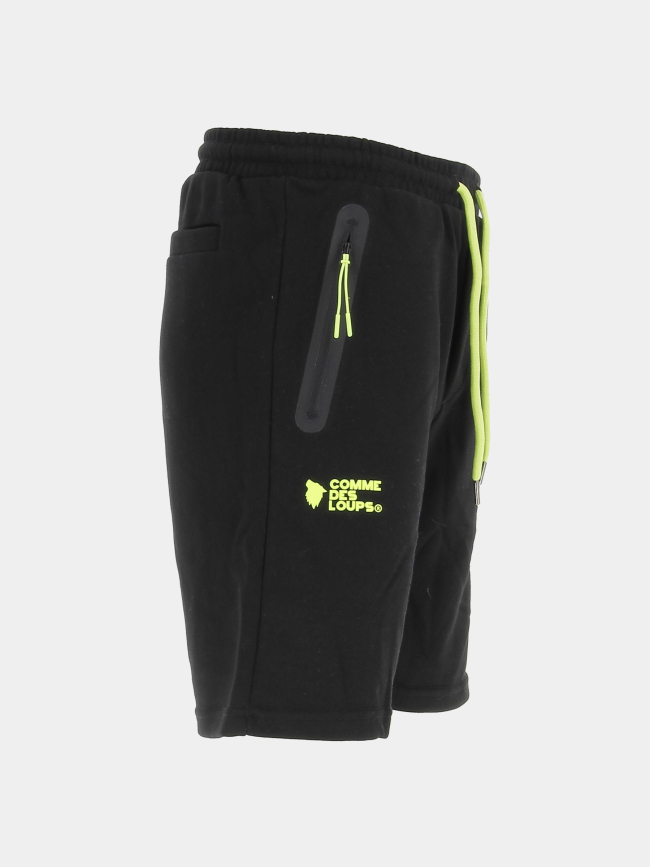 Short jogging détails jaune fluo noir homme - Comme Des Loups