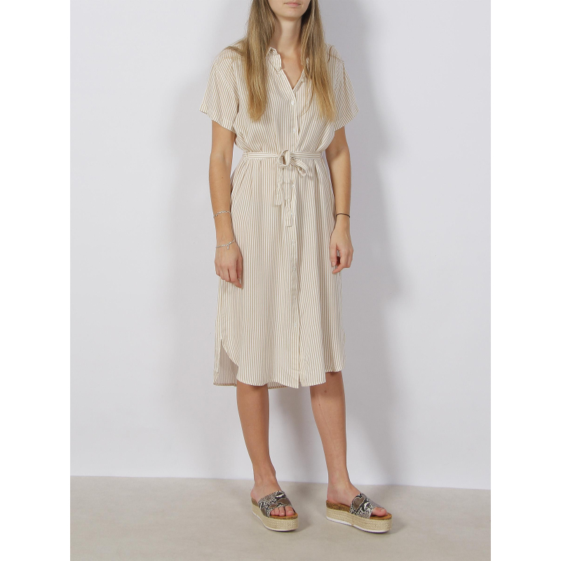 Robe chemise rayée bumpy beige femme - Vero Moda