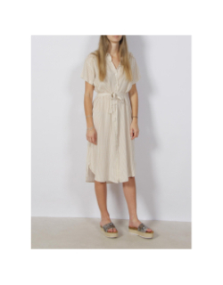 Robe chemise rayée bumpy beige femme - Vero Moda