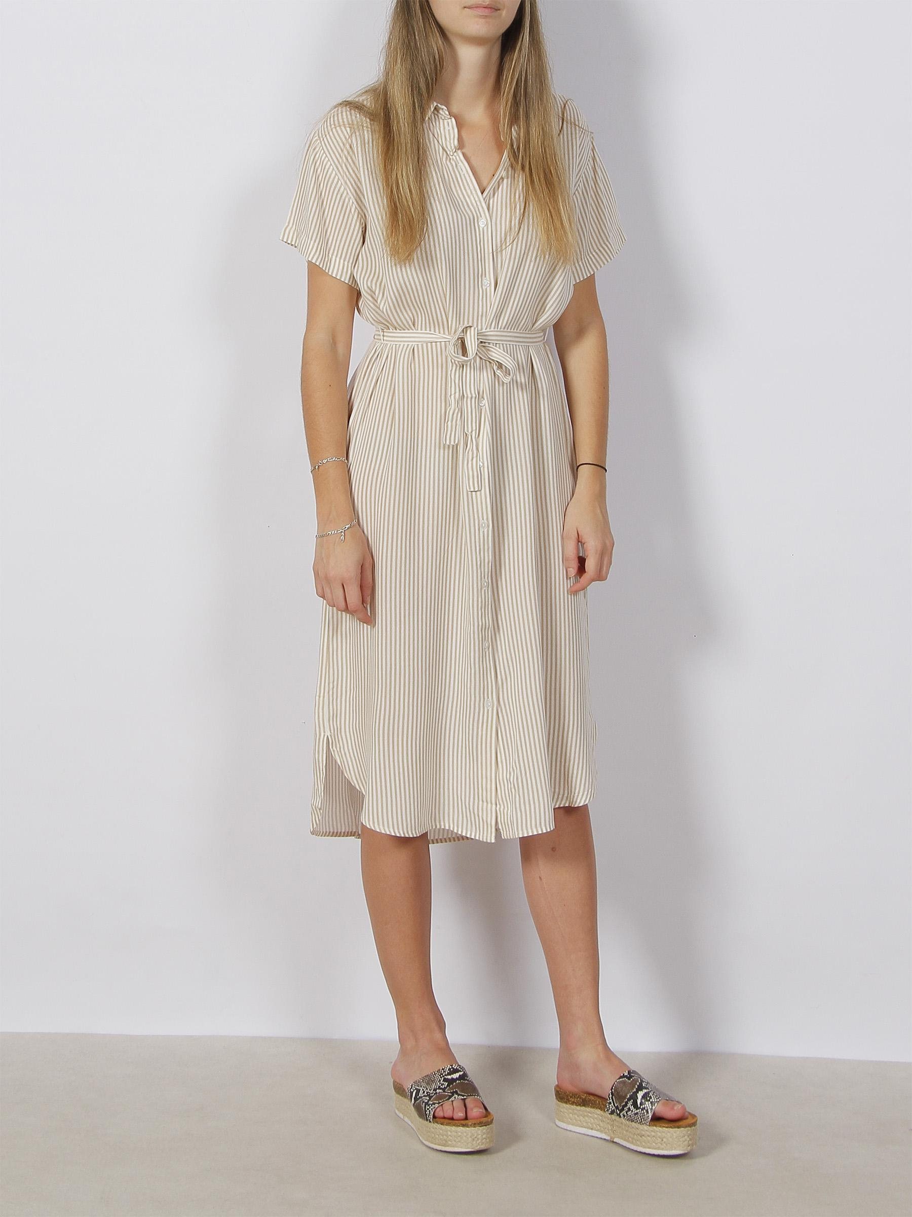 Robe chemise rayée bumpy beige femme - Vero Moda