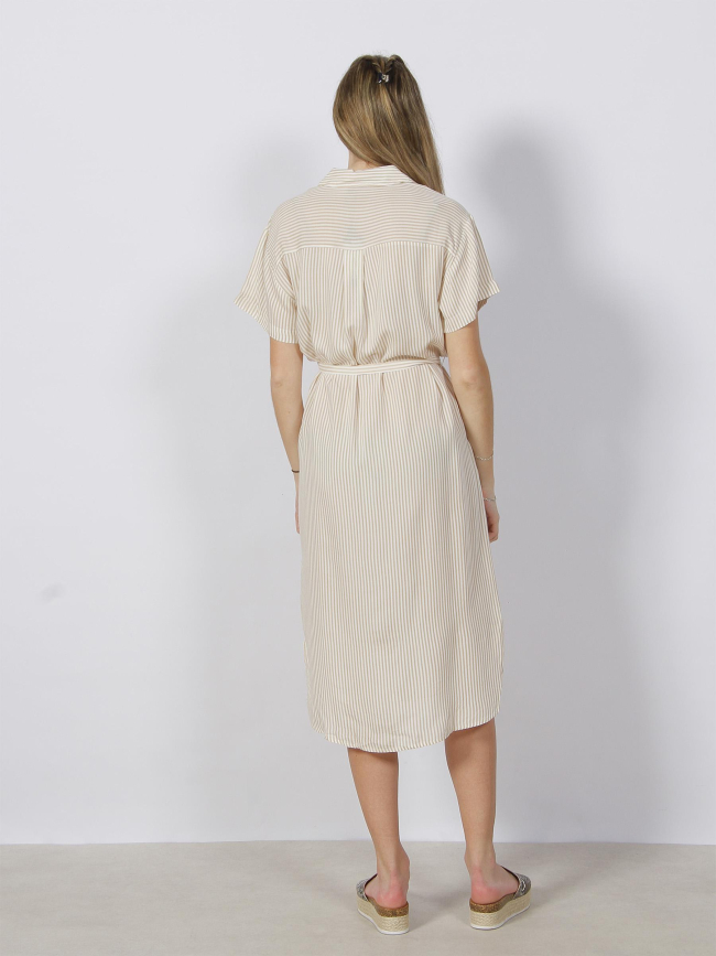 Robe chemise rayée bumpy beige femme - Vero Moda