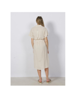 Robe chemise rayée bumpy beige femme - Vero Moda