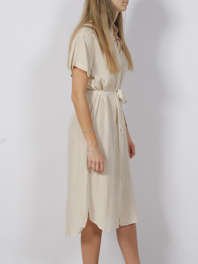 Robe chemise rayée bumpy beige femme - Vero Moda