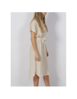 Robe chemise rayée bumpy beige femme - Vero Moda