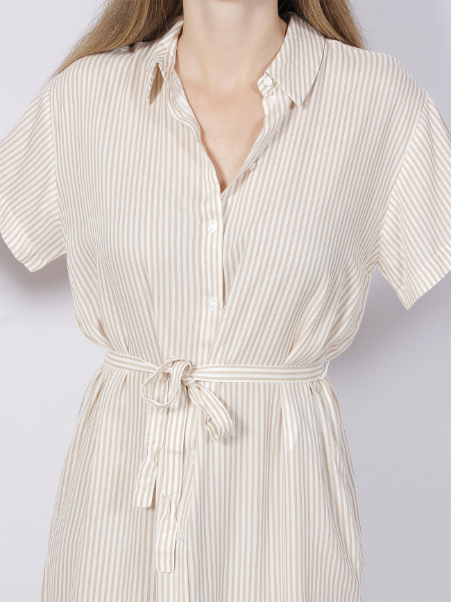 Robe chemise rayée bumpy beige femme - Vero Moda