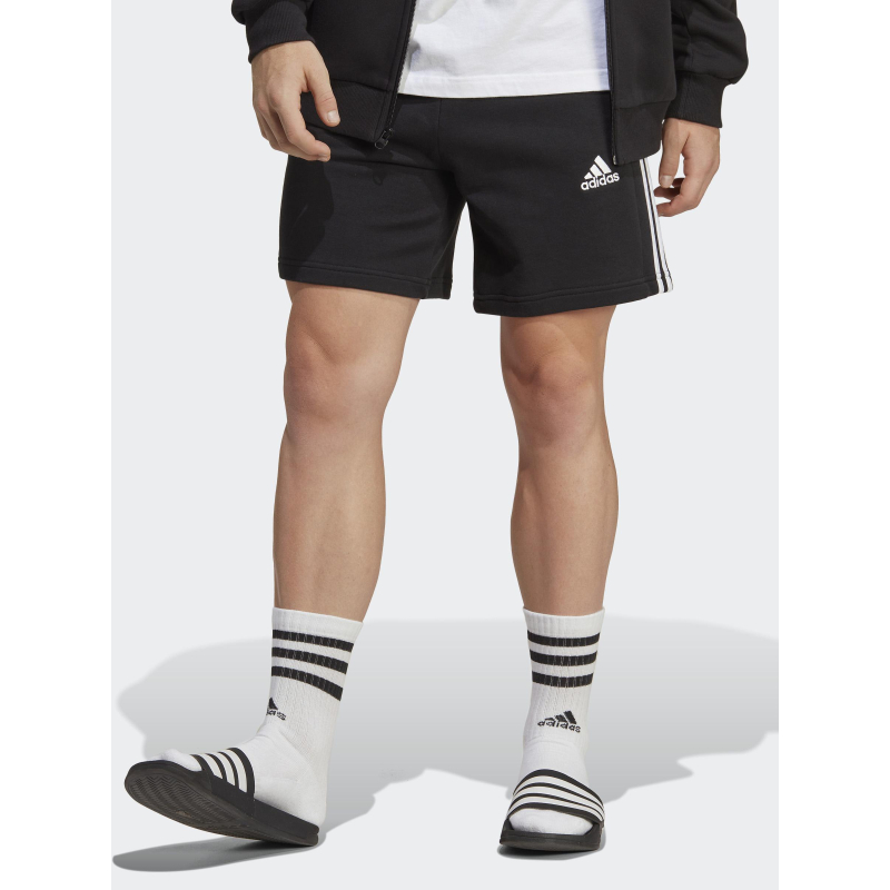 Short jogging 3 stripes fit noir homme - Adidas