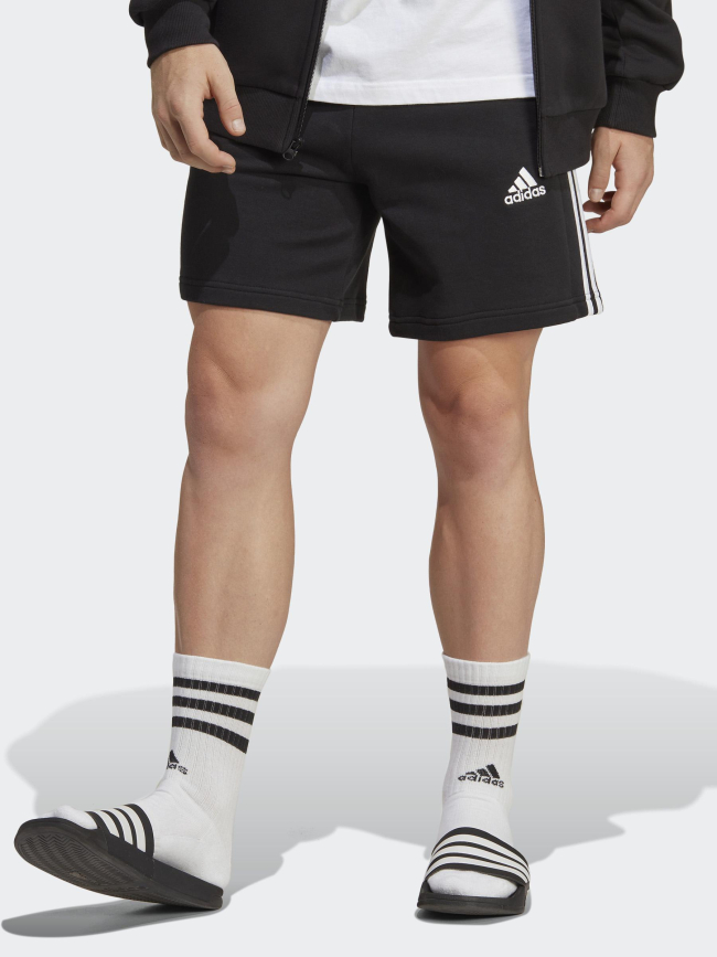 Short jogging 3 stripes fit noir homme - Adidas