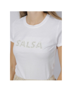 T-shirt sequin strass logo blanc femme - Salsa