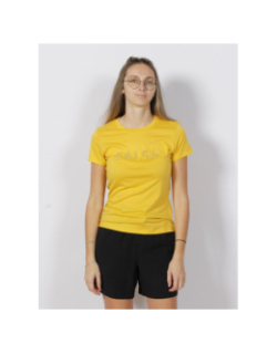 T-shirt sequin strass logo jaune femme - Salsa