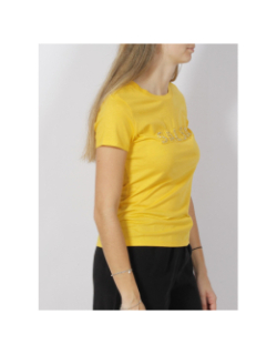 T-shirt sequin strass logo jaune femme - Salsa