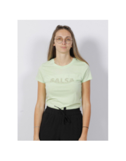 T-shirt sequin strass logo vert femme - Salsa