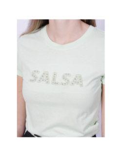 T-shirt sequin strass logo vert femme - Salsa