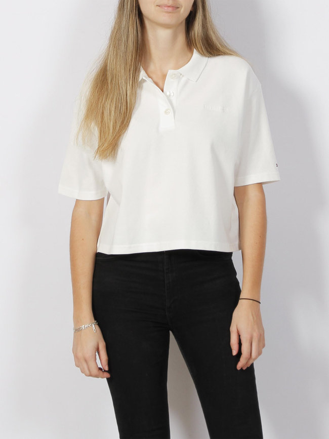 Polo crop top modern relax blanc femme - Tommy Hilfiger