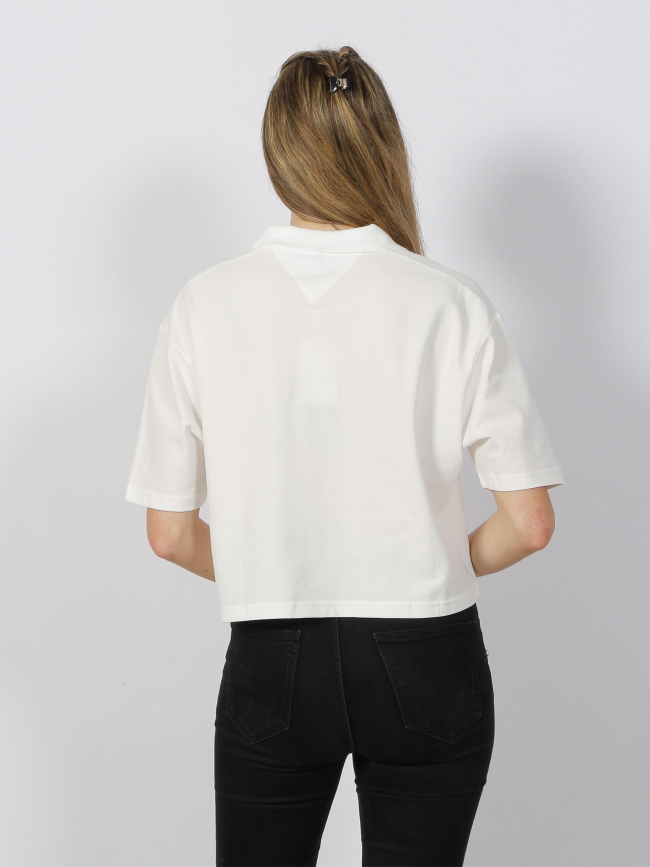 Polo crop top modern relax blanc femme - Tommy Hilfiger