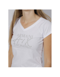 T-shirt optic strass logo blanc femme - Armani Exchange