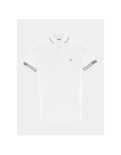 Polo logo knitted tape blanc homme - Tommy Hilfiger