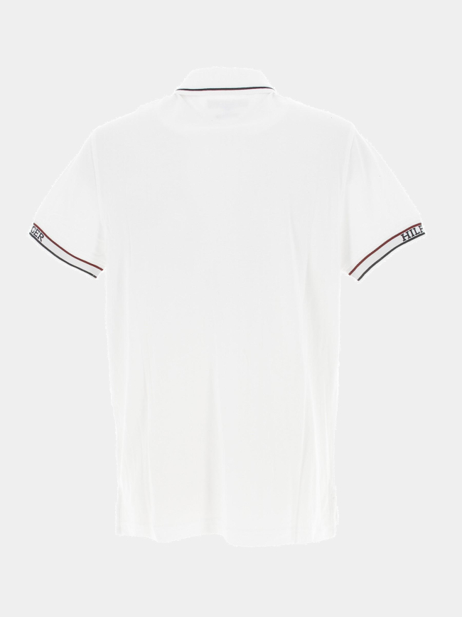 Polo logo knitted tape blanc homme - Tommy Hilfiger