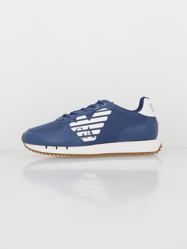 Baskets logo rayé blanc bleu homme - Emporio Armani