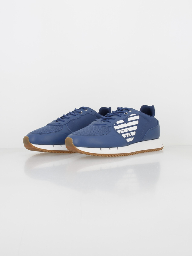 Baskets logo rayé blanc bleu homme - Emporio Armani