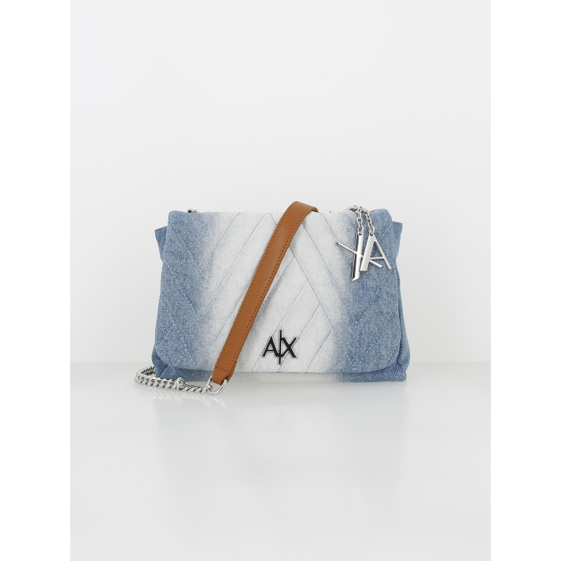 Sac bandoulière messenger denim bleu femme - Armani Exchange