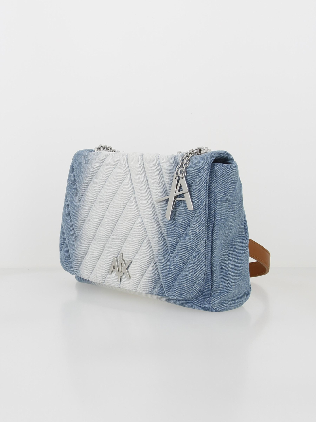 Sac bandoulière messenger denim bleu femme - Armani Exchange