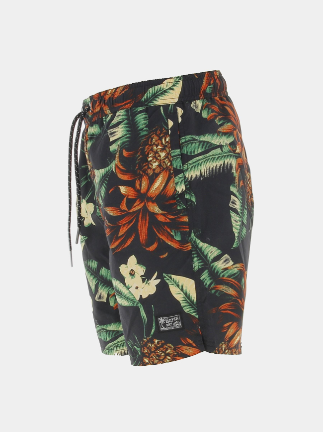 Short de bain fleurs vintage hawaien noir homme - Superdry