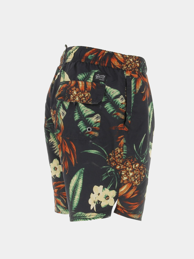 Short de bain fleurs vintage hawaien noir homme - Superdry