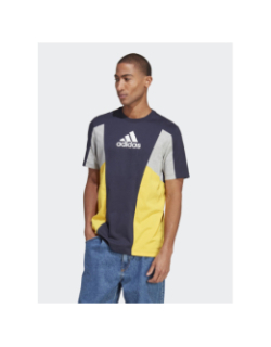 T-shirt colorblock essential bleu gris jaune homme - Adidas