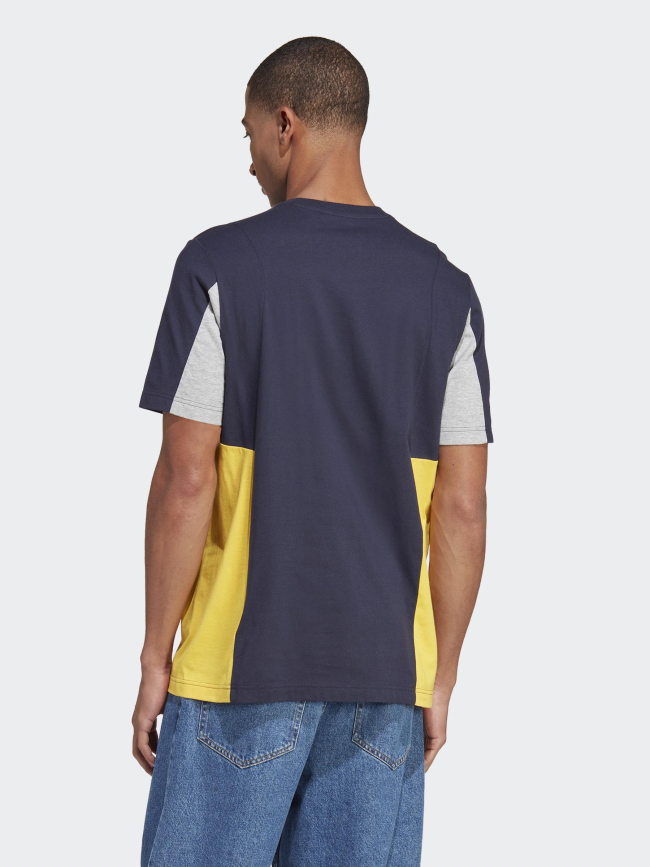 T-shirt colorblock essential bleu gris jaune homme - Adidas