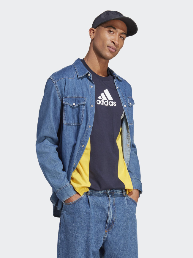 T-shirt colorblock essential bleu gris jaune homme - Adidas