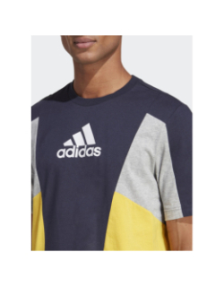 T-shirt colorblock essential bleu gris jaune homme - Adidas