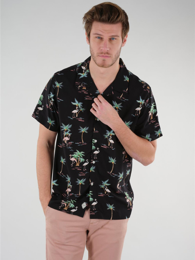 Chemise imprimés flamants rose cabana noir homme - Deeluxe