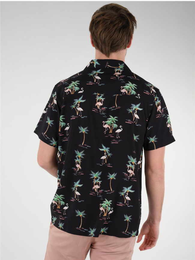 Chemise imprimés flamants rose cabana noir homme - Deeluxe