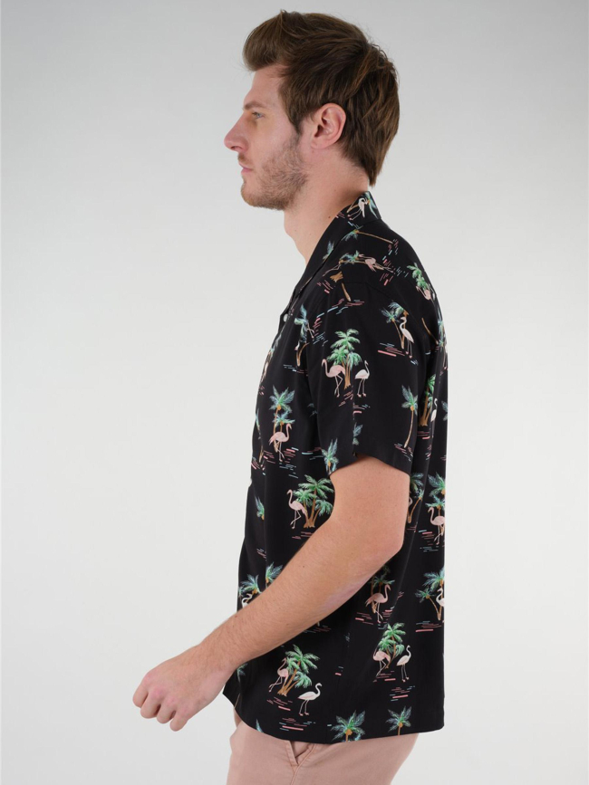 Chemise imprimés flamants rose cabana noir homme - Deeluxe