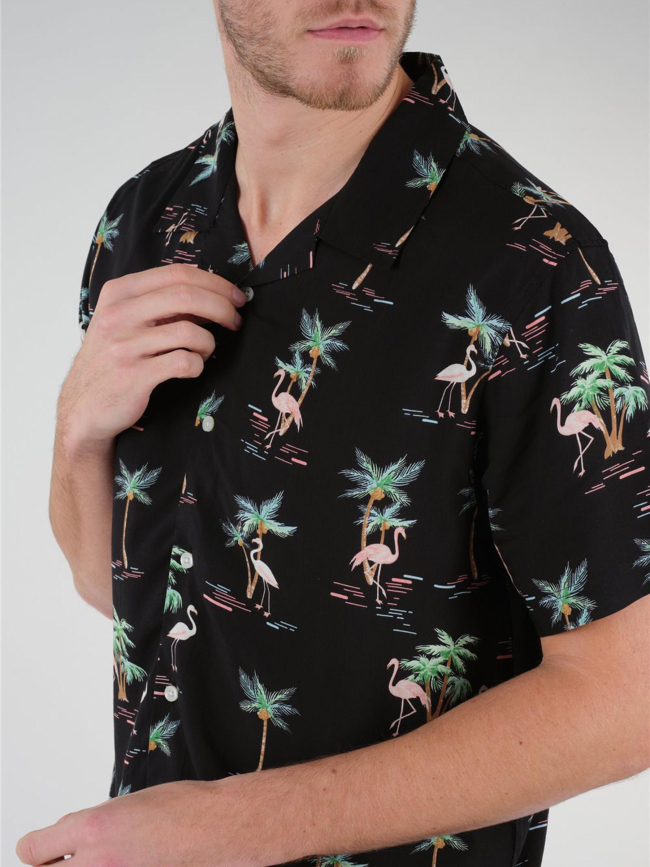 Chemise imprimés flamants rose cabana noir homme - Deeluxe