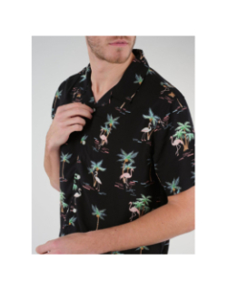 Chemise imprimés flamants rose cabana noir homme - Deeluxe