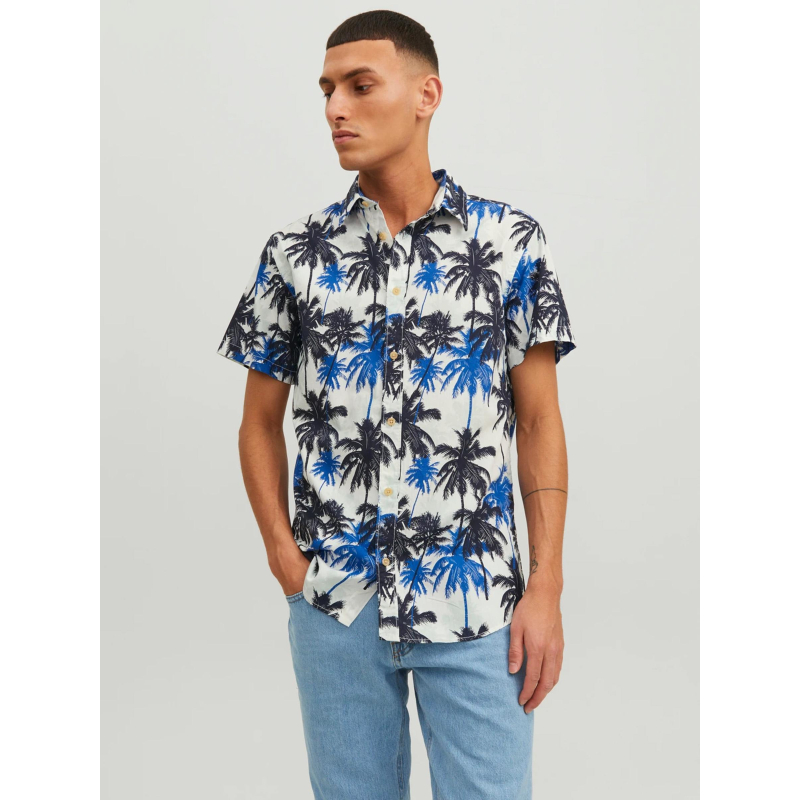 Chemise imprimés palmiers james tulum bleu homme - Jack & Jones