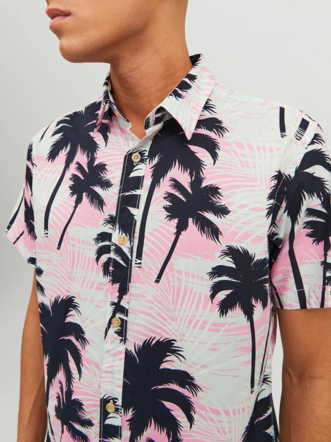 Chemise imprimés palmiers james tulum rose homme - Jack & Jones