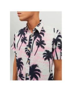 Chemise imprimés palmiers james tulum rose homme - Jack & Jones